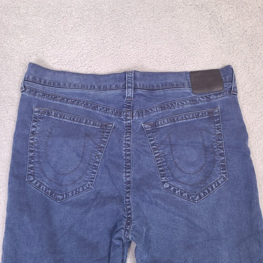 True Religion Jeans Mens 40x27 Blue Marco Relaxed Tapered Reflective‎ Stretch